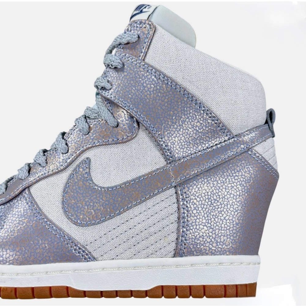 Nike Sky High metallic silver ice blue High-Top Wedged leather Sneakers